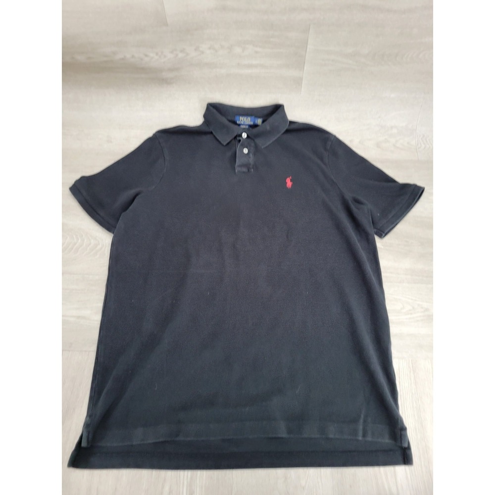 Polo Ralph Lauren Shirt Men's Large Black Heather Golf Short Sleeve Cotton